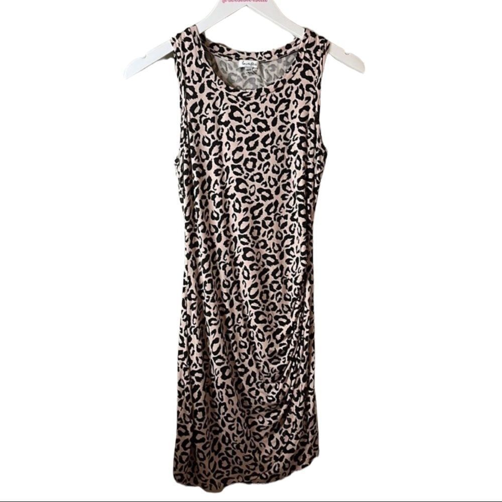 LOVE, fire animal print dress with ruched side. Sleeveless scoop neck sexy SZ XS